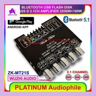 Amin** Bluetooth 5.1 Amplifier Class D Hifi Stereo Amplifier 2.1 Ch 2X 50W + 100W Original Zk-Mt21S 