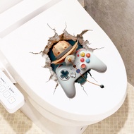 Cross-border 3D Visual Effect Gamepad Stickers Broken Wall Game Tabletop Stickers Bathroom Glass Mirror Stickers