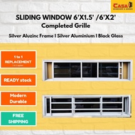 6'X1.5' // 6'X2' Tingkap Sliding Grille Silver Aluzinc Cermin Hitam🔥READY STOCK✅FREE SHIPPING‼️