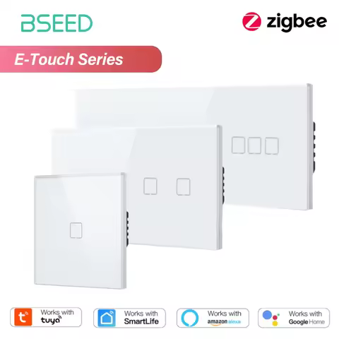 BSEED 1/2/3/4Gang Zigbee Touch Switch Glass Smart Wall Light Switch Touch Screen Backlight Control A