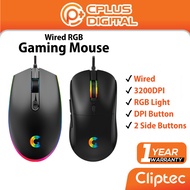 Cliptec Wired Gaming Mouse RZS833 RZS836 3200DPI RGB Light Side Buttons DPI Button