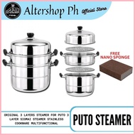 ✌ ◬ Original 3 Layers Steamer for Puto 3 Layer Siomai Steamer Stainless Cookware Multifunctional