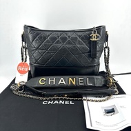 Chanel Black Medium Gabrielle Hobo Bag with Chanel Logo Strap