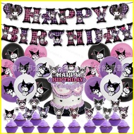 B4 SANRIO Kuromi kids party decorations banner cake topper balloons set 4B