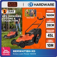 BLACK+DECKER BEMW471BH-B1 Electric Lawn Mower 1600W | 38CM | 45L w Ergonomic Bike Handle / Pemotong