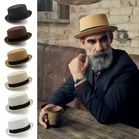 Men Women Classical Straw Pork Pie Hats Fedora Sunhats Trilby Caps Summer Boater Beach Outdoor Trave