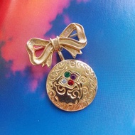 Vintage Jewelry 西洋古董飾品 AVON 蝴蝶結 聖誕球造型 別針