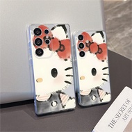Hello Kitty Ink Wash Art Clear Phone Case For Samsung S25 S24 S23 S22 S21 S20 Ultra/Plus 25FE S24FE 