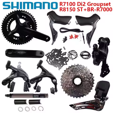Shimano 105 Di2 Groupset R7100 Crankset Cassette R8150 Shifter R7000 V-Brake Rim Brake Groupset For 