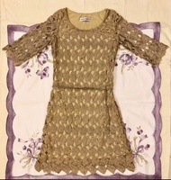 全新Loranzo Romanza 鏤空織葉金縷洋裝 （尺寸34）