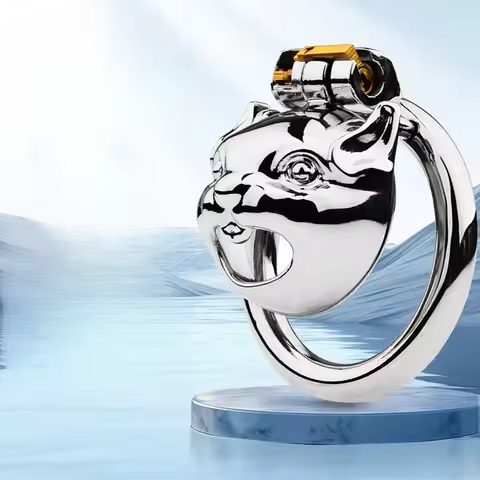 25 Opening Closing Carabiner Chastity Cage Rabbit Stainless Steel Chastity Lock Bondage Cock Cage Ad