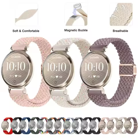 14mm Watchband for Garmin Lily 2 Active/Lily 2 Watch Strap Loop Buckle Nylon Braid Magnetic Buckle B