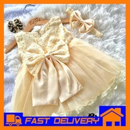 Gaun Bayi Perempuan | Baby Girl Exclusive Dress with Headband Set | Baju Skirt Baby Untuk Majlis Aki