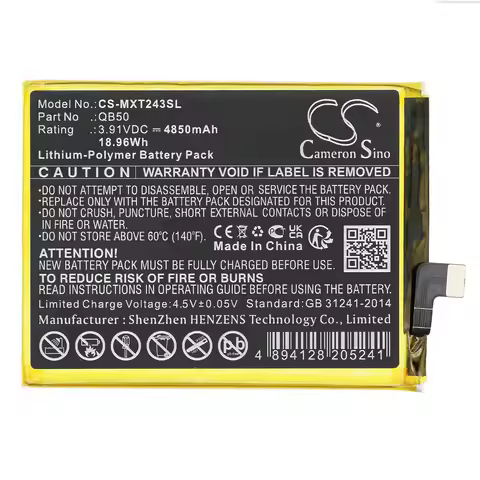 Replacement CS-MXT243SL 3.91V 4850mAh Mobile SmartPhone Battery QB50 for Motorola XT2347 Moto G84 5G
