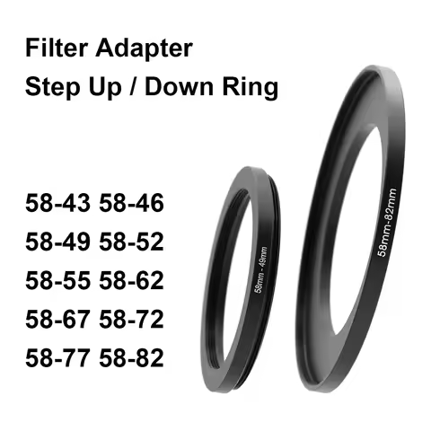 Camera Lens Filter Adapter Ring Step Up or Down Ring Metal for 58mm lens - 43 46 49 52 55 62 67 72 7