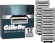 Gillette Body & Intimate Razor Blades - 12 Replacement Blades with Improved Lubricating Strips for G