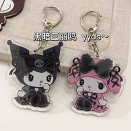 ezlink charm hello kitty Ins Style Girlfriend Gift Kulomi Keychain Cartoon Dark Style Melody Cute Acrylic Pendant