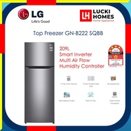 LG GN B222SQBB Fridge 209L Top Freezer with Multi Air Flow &amp; Smart Inverter Compressor, Dark Graphite Steel Peti Sejuk