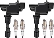 BDFHYK 2 Ignition Coil Pack UF408 and 4 Iridium Spark Plug 7090 Compatible with Mazda 2001-2005 Miat