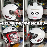 HELMET KYT DJ MARU PLAIN WHITE OPEN FACE VISION 2 SINGLE VISOR HELLCAT TT COURSE NFJ TTR INDONESIA V