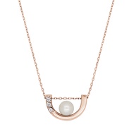 A.CEMI U-Shaped Pearl Necklace มุกแท้ สร้อยคอมุกแท้ สร้อยคอเงินแท้ ชุบทอง 18K โรสโกลว์
