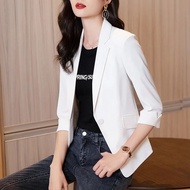 Thin Suit Jacket Womens New Three-quarter Sleeve Spring and Summer Slim Short Korean Style Womens Sm