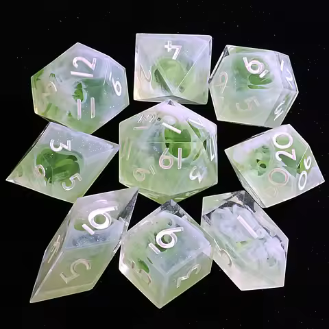 9 Polyhedral Sets of Dice DnD Misty Emerald Cryptic