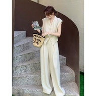L'Amour Boutique SET VEST KOREAN STYLE CLOUD WIDE-LET PANTS FOR WORK, PLAY, TRAVEL, COFFEE BOOTS ON 