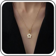 Bohemian Style Daisy Necklace, Golden Flower Lock Necklace, Retro Flower Lock Necklace, Ladies Flowe