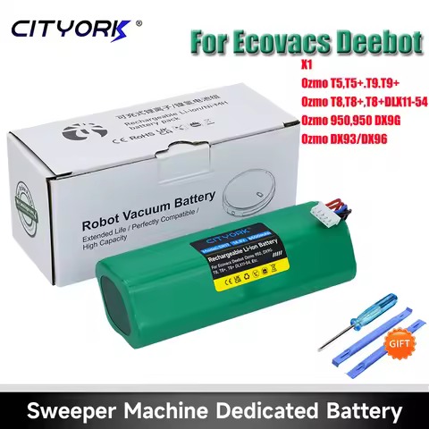 CITYORK 14.4V Robot Vacuum Cleaner Sweeper Replacement Batteries For Ecovacs Deebot X1 Ozmo T5 T8 T9