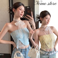 Nemo Women's Strapless Top With Luxurious Lace And Pearl Necklace There Is A Built-In Bra. Young Lad