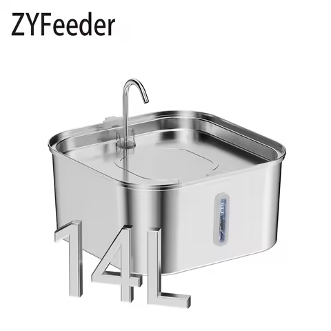 14L/7L Automatic Dog Water Fountain Stainless Steel Cat Pet Fountain with window Silent Cat Dog Wate