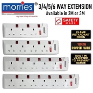 Morries 3 / 4 / 5 / 6 Way Power Extension Cord 2M / 3M with Surge Protector Power Strip Extension So