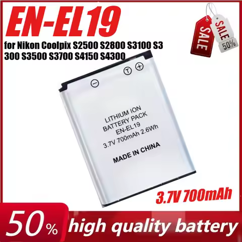 3.7V 700mAh EN-EL19 for Nikon Coolpix S2500 S2800 S3100 S3300 S3500 S3700 S4150 S4300 S5200 S6400 S6