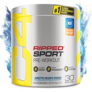 C4 Ripped Sport Pre Workout Powder Arctic Snow Cone - NSF Certified for Sport + Sugar Free Preworkou