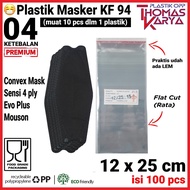 OPP Plastic 12x25 Contents 100 Pcs THICK Seal Mask Wrap KF94
