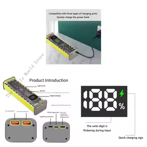 C1FD SolderFree 4Slot 21700 Battery Storage Case Super Fast Charging Port Portable PowerBank DIY Cas