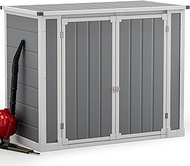 DWVO 4.7x2.5 FT Outdoor Storage Shed w/o Shelf, 35Cu.ft Horizontal Resin Tool Shed with Hydraulic Ga