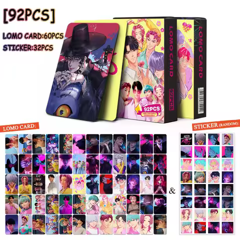 92pcs K-POP Demon Hunter boy Group Cards and stickers Anime Saja Boys Collection stickers LOMO Card 