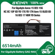 GAG-N4A Battery for Gigabyte Aero 15 RP75 16 RP86 OLED XD 16 YE5 XE5 17H 17 XE4 17G YD 17X AZF 15G K