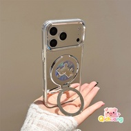 Silver Rotating Unicorn Stand Makeup Mirror Case For Realme 16 Pro Plus 15X 15 15T 14 14X 13 12 11 P
