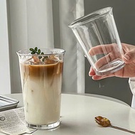 Smooth glass cup with flared mouth, heat-resistant glass cup used to make matcha latte to drink tea,