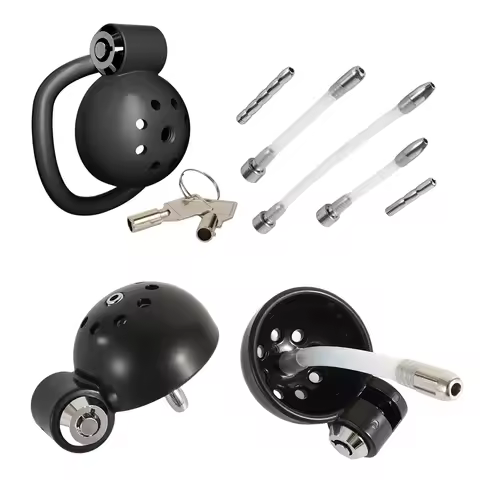 ABS Male Chastity Cage with Urethral Sounds Anti Pinch Hidden Lock Invisible Kit for Adult Men Fetis