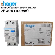 HAGER CE240B CE263B 40A 63A 2 POLE 100mA ELCB RCCB