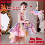 Easor Unicorn Dress For Kids Girls 7 Years Old With Unicorn Headband Sequins Christmas Rainbow Kids 