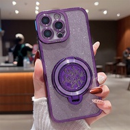 Vỏ điện thoại mạ sang trọng có chân đế iPhone ẩn xoay 14/15/16 Promax 16pro 16plus với long lanh pho