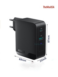 Củ sạc nhanh Kovol PD3.1 140W 2 cổng 1C1A KV-PC019 hỗ trợ PD / PPS / QC BH12T