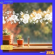 <ZISG> White Flower Rattan Wall Sticker Electrostatic Glass Sticker Shower Mirror Decal