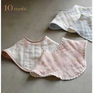 [10mois] Made In Japan Six-Layer Yarn Hiccup Towel Bib Breathable Sweat-Absorbent Soft Comfortable |