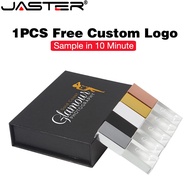 JASTER (1PCS Free Custom Logo) USB 2.0 Flash Drive 64GB Crystal + Black Box Pen Drive 32GB Photograp